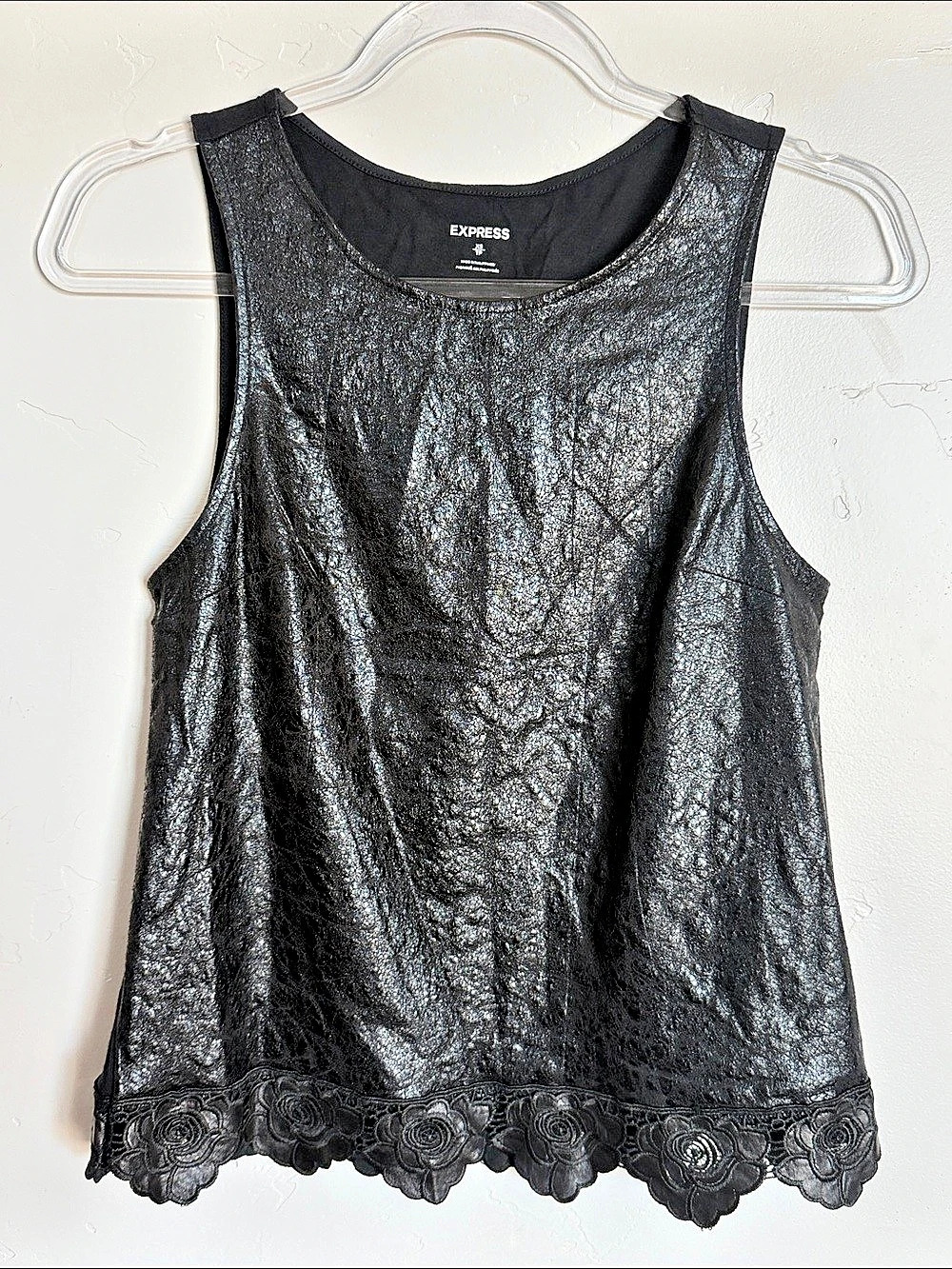 Express Black Lace Trim Tank Top Size XS Like New